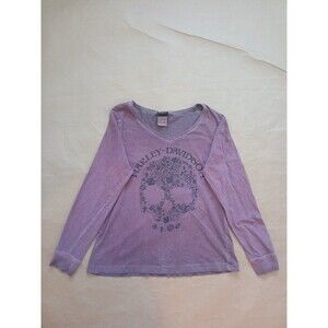 Harley Davidson Long Sleeve Shirt Womens XL Maroon Rhinestones Biker Aesthetic